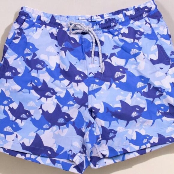 Southern Lure Boy Youth Size Large Colorful Camo Shark Print Swim Trunks NEW - Picture 2 of 4